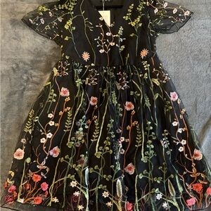 Floral Embroidered Black Dress